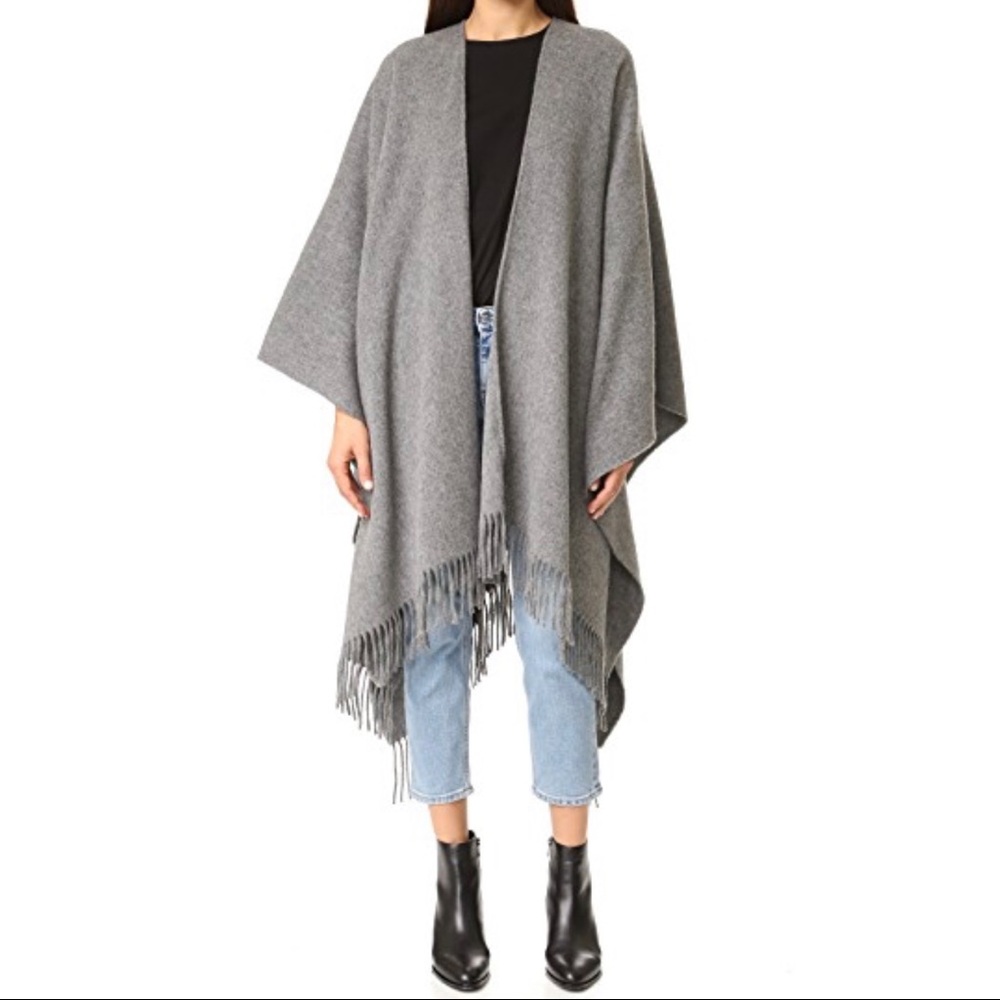 Acne Studios Apolo Fringe Poncho in Grey